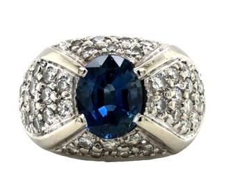 GIA Sapphire and Diamond Ring