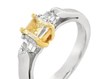 Elegant Asscher Cut Fancy Yellow Diamond Ring