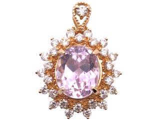 Kunzite and Diamond Pendant