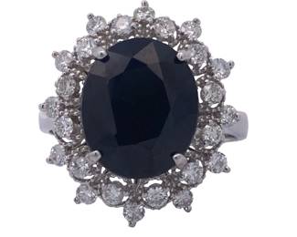 Sapphire Diamond Halo Ring