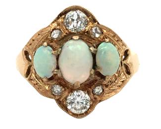 Edwardian-style Opal and Diamond Ring
