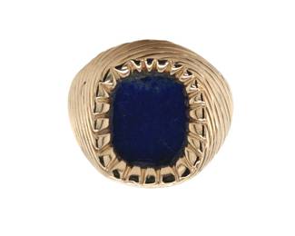 Stunning Tailored and Fluted Lapis Lazuli Ring