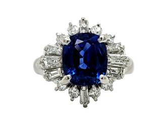 GIA Madagascar Blue Sapphire & Diamond Ring