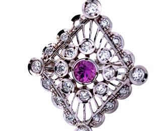 Pink Sapphire Diamond Ring