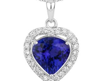 Tanzanite & Diamond Halo Pendant