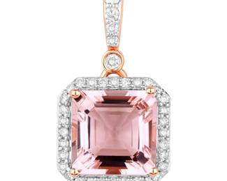 Morganite Diamond Halo Pendant