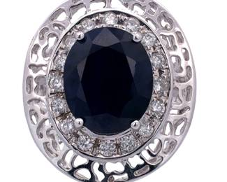 Sapphire Diamond Halo Ring