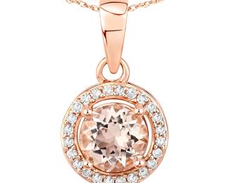 Morganite & Diamond Halo Pendant