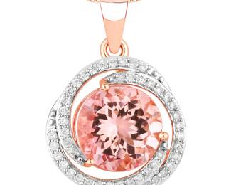 Morganite & Diamond Swirl Pendant