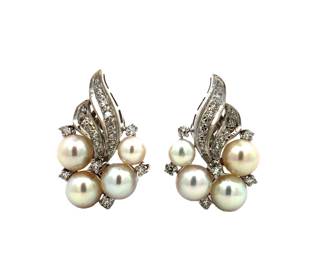 Pearl & Diamond Clip On Earrings