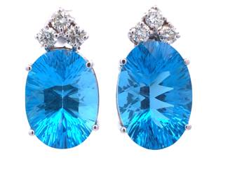 Blue Topaz and Diamond Earrings