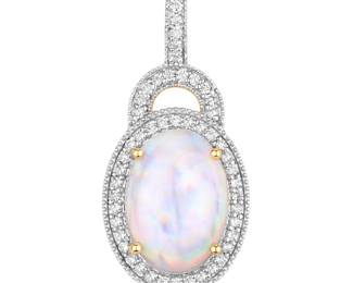 Ethiopian Opal Diamond Halo Pendant