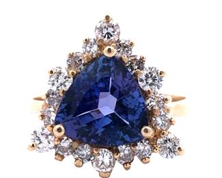Tanzanite and Diamond Halo Ring