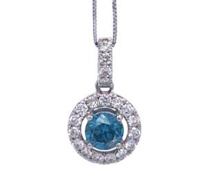 White and Blue Diamond Pendant Necklace