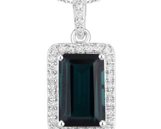 Gem Tourmaline and Diamond Pendant