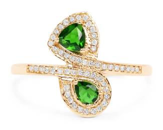 Chrome Diopside and Diamond Ring