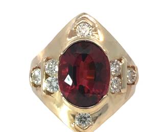 Bold Pink Tourmaline and Diamond Ring