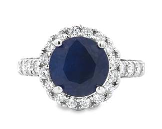 Sapphire Diamond Halo Ring