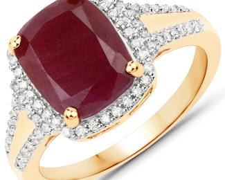 Ruby and Diamond Halo Ring