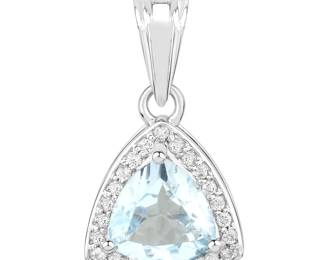 Aquamarine Diamond Halo Pendant
