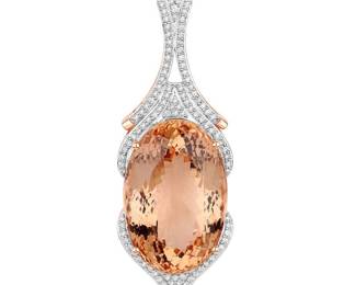 Pink Morganite and Diamond Pendant Necklace