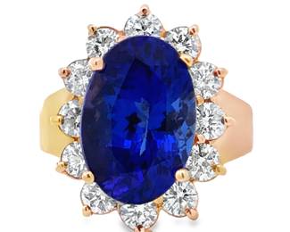 Tanzanite and Diamond Halo Ring