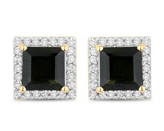 Green Tourmaline and White Diamond Earrings