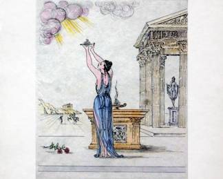 Salvador Dali Hand Water Color Hand Signed Dated 1971