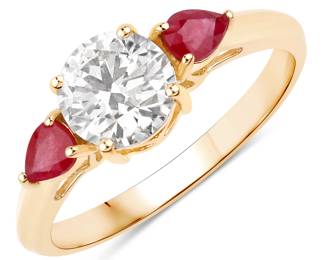 Mozambique Ruby and Lab Grown Diamond Ring