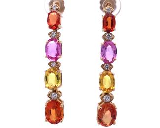 Rainbow Sapphire Dangle Earrings
