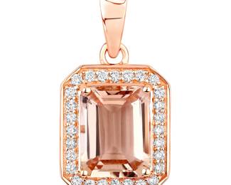Morganite Diamond Halo Pendant