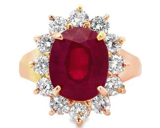 Ruby Diamond Halo Ring