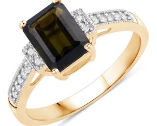 Green Tourmaline and Diamond Ring