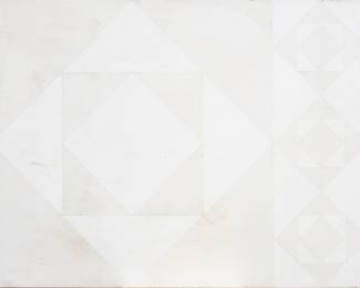 Lot 1098
Lillian Hoppin (American, 1917-199) Acrylic on Canvas, 1970, 'White on White #1', H 36.25" W 48.1" Depth 2.75"
