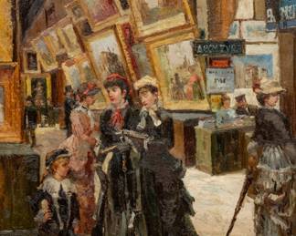 Lot 1084
French Style Oil on Canvas, 20th, 'Paris Salon', H 40" W 30" Frame Size: H 53" W 43.25"