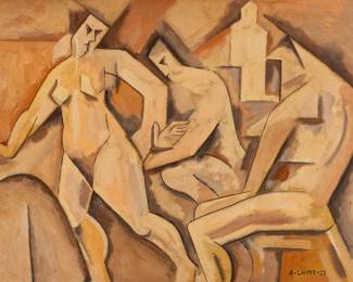 Lot 1033
Andre Lhote (French, 1885-1962) Oil on Board 1923, 'Les Trois Graces', H 13.5" W 17.75" Frame Size: H 17.5" W 22"