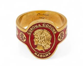 Lot 19
Cartier (Paris) 18K Yellow Gold Corona Corona Habana Cigar Band Ring Size 7 8 g