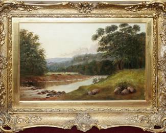 Lot 1025
Harry Sutton Palmer (English, 1854-1933) Oil on Canvas, 'A Devonshire Stream', H 12.25" W 18" Frame Size: H 19" W 25.25"