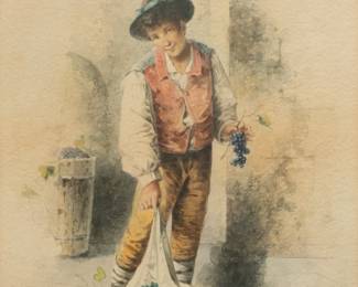 Lot 4049
Italian Watercolor on Paper, Ca. Early 20th C., 'Grape Merchant'