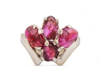 Lot 91
Ruby And 14K White Gold Ring, Size 5, Ca. 1950, 4 g
