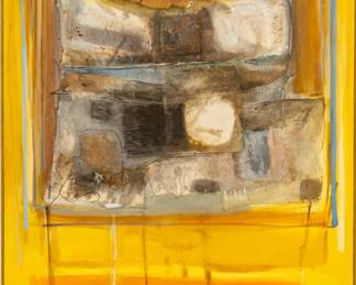 Lot 1092
Kent Kirby (American, 1934-2005) Acrylic And Collage on Canvas, 1965, 'By Acid Eaten', H 58.75" W 52"