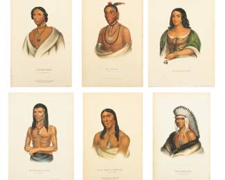 Lot 4033
John T. Bowen (English-American, 1801-1856) Hand Colored Lithographs on Paper, Ca. Mid 19th C., 'Chippewa Chiefs, Winnebago Chief, Pocahontas'