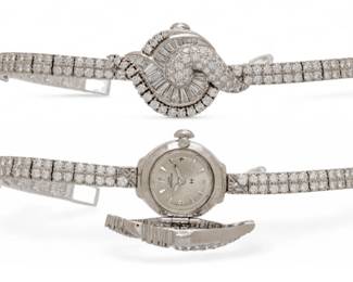 Lot 50
Lady Hamilton Diamond And Platinum Bracelet Watch 1940, L 6" 33 g 1 PC