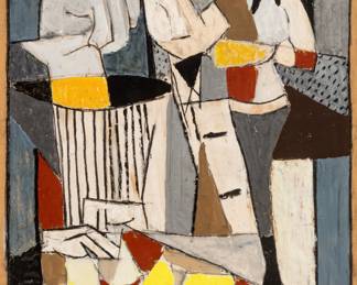 Lot 1048
Bill Parker (American, 1922-2009) Gouache And Pastel on Paper 1955, 'Abstract Composition (Untitled)', H 32" W 26" Frame Size: H 41" W 35"