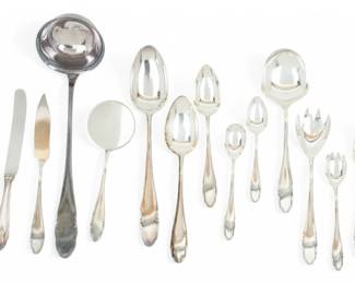 Lot 98
German WMF 90 Silver Flatware Dinner And Luncheon Set 173 Pcs Frame Size: H 12'' W 17'' Depth 14'' 173 PCS