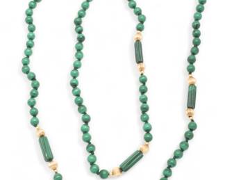 Lot 90
Malachite And 14K Gold Bead Necklace L 32" 50 g