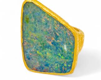 Lot 29
985 (23K) Yellow Gold And Opal Ring Size 6.75 12 g