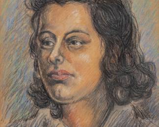 Lot 1053
Beauford Delaney (American, 1901-1979) Pastel on Paper, 1956, 'Portrait of a Woman', H 18.5" W 12.5" Frame Size: H 26" W 20"