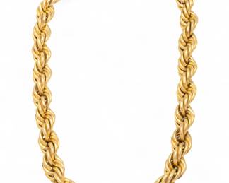 Lot 6
14k Yellow Gold Rope Style Necklace 1950, L 27" 202 g