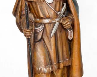 Lot 1002
William Demuth And Company (American, 1863-1911) Cast Zinc And Polychrome Tobacconist Trade Figure, Ca. 1875, 'Indian Hunter', H 67.5" W 23"